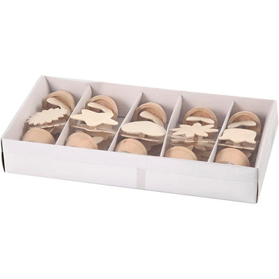 Creativ company versier je houten memoclip bloem, 10st.