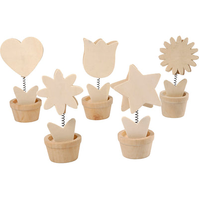 Creativ company versier je houten memoclip bloem, 10st.