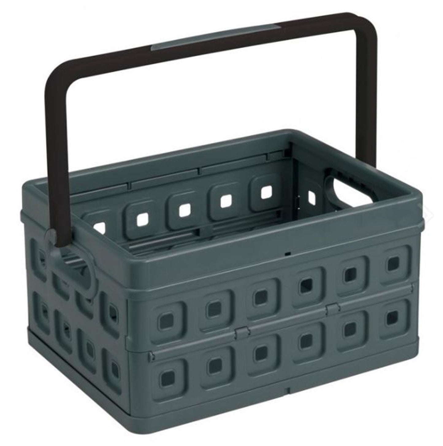 Sunware square vouwkrat met handgreep 24l - 43.5x31x21.3 cm - antraciet boodschappenkrat