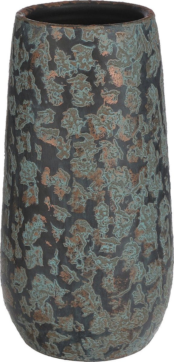 Mica decorations bloemenvaas clemente - 35 x 17 cm - groen koper - keramiek - vaas