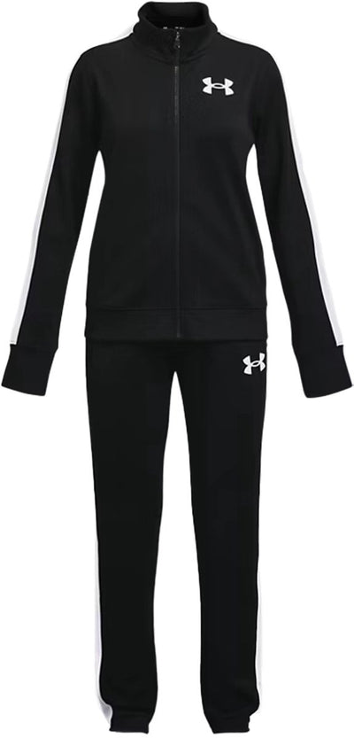 Under armour ua rival knit track suit-blk meisjes trainingspak - zwart - wit
