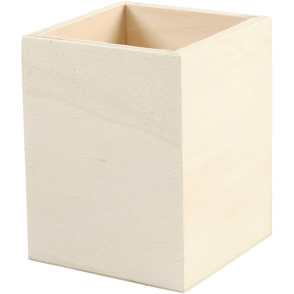 Creativ company cc houten pennenbakje vierkant 7,5x7,5x9,5 cm