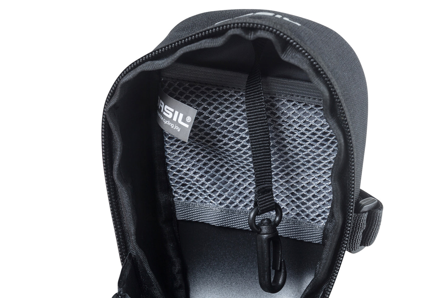 Basil Mada Zadeltas - Compact, zwart, 1L, klittenband, fietsaccessoire