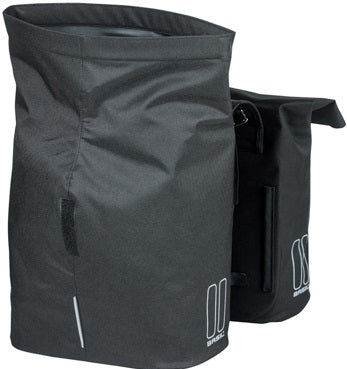 Basil City dubbele fietstas - waterafstotend polyester - zwart - Universal Bridge systeem - 28-32L