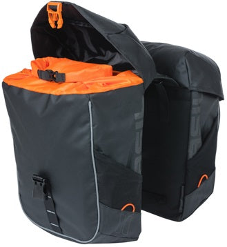 Basil Miles Tarpaulin - Dubbele fietstas, waterdicht, 34L, zwart oranje