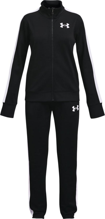 Under armour ua rival knit track suit-blk meisjes trainingspak - zwart - wit