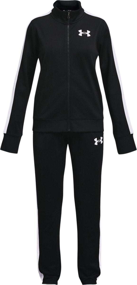Under armour ua rival knit track suit-blk meisjes trainingspak - zwart - wit 152