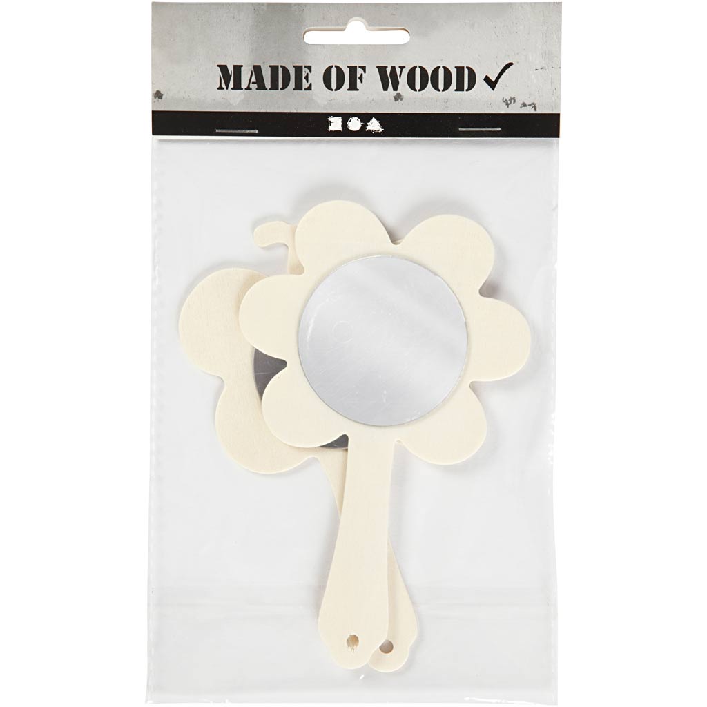 Creativ company versier je houten handspiegel, 2st. 14cm