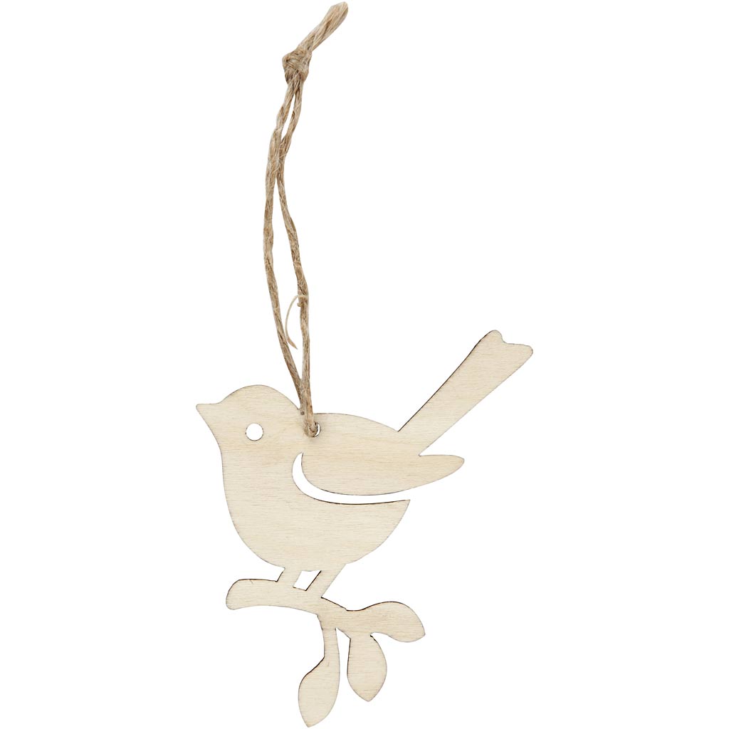 Creativ company houten hanger vogel, set van 5