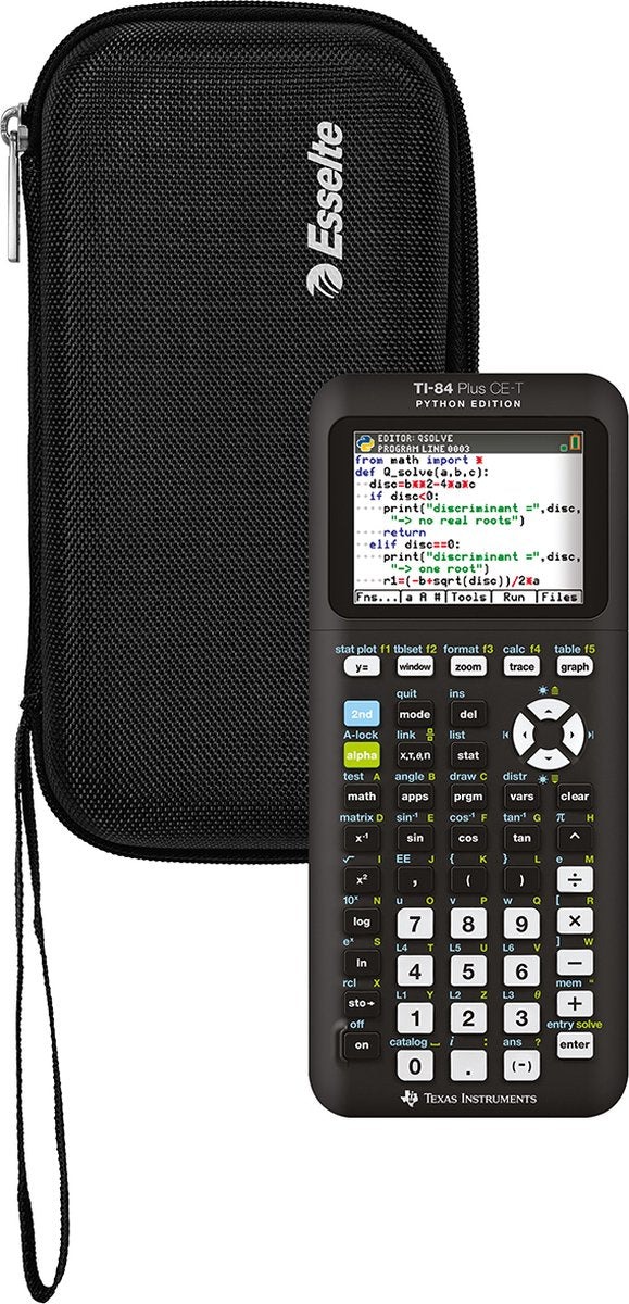 Texas instruments ti-84 plus ce-t python + esselte case zwart - grafische rekenmachine