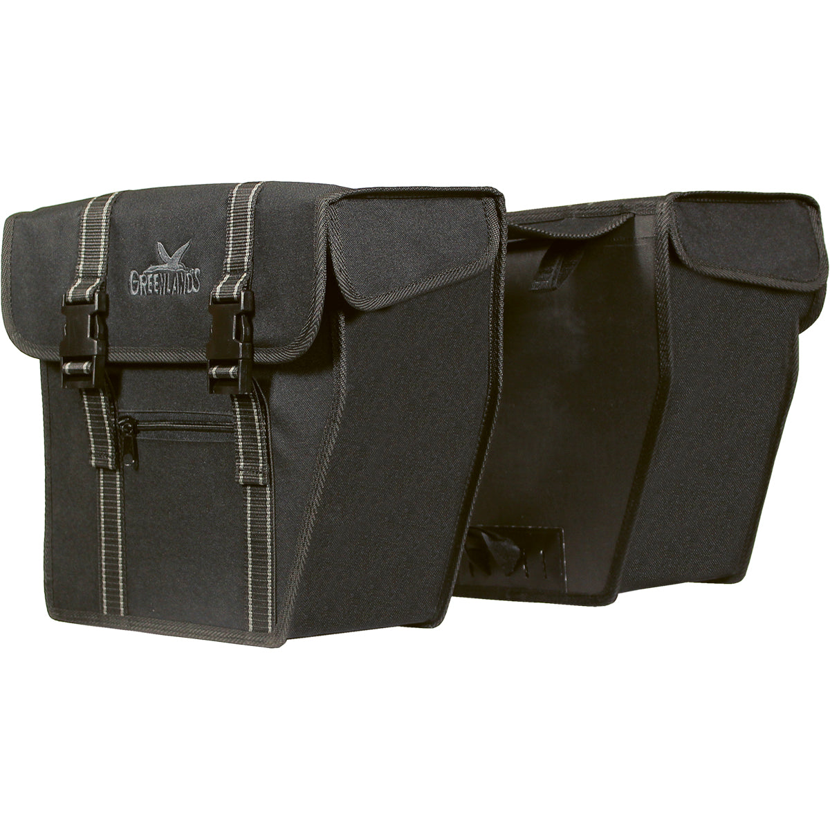 Greenlands Tas dubbel zwart-zwart. afmeting 36x32x18 cm (2x) 40L. afgeschuinde kanten