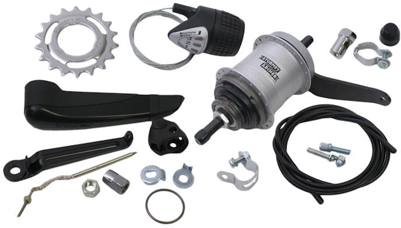 Sturmey archer versnellingsnaaf 3 speed awc terugtraprem - compleet met versteller