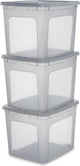 Iris clearbox opbergbox - 30l - kunststof - grijs - set van 3
