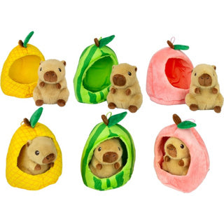 Pluche capybara 15cm in fruit 3 ass. | 3 stuks
