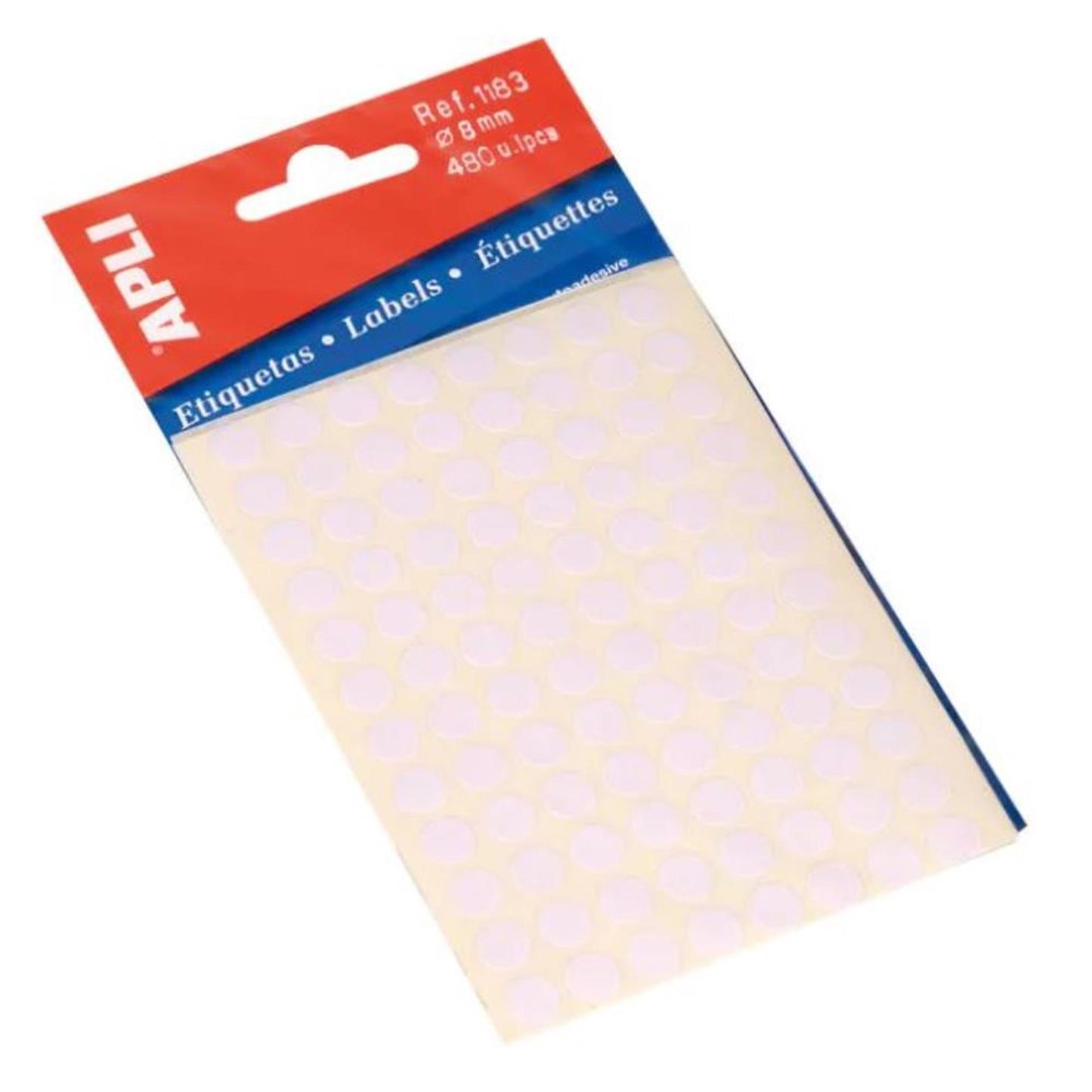 Apli etiket rond 8mm wit