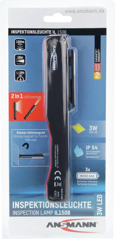 Ansmann 1600-0211 il150b penlight werkt op batterijen led 185 mm rood, zwart