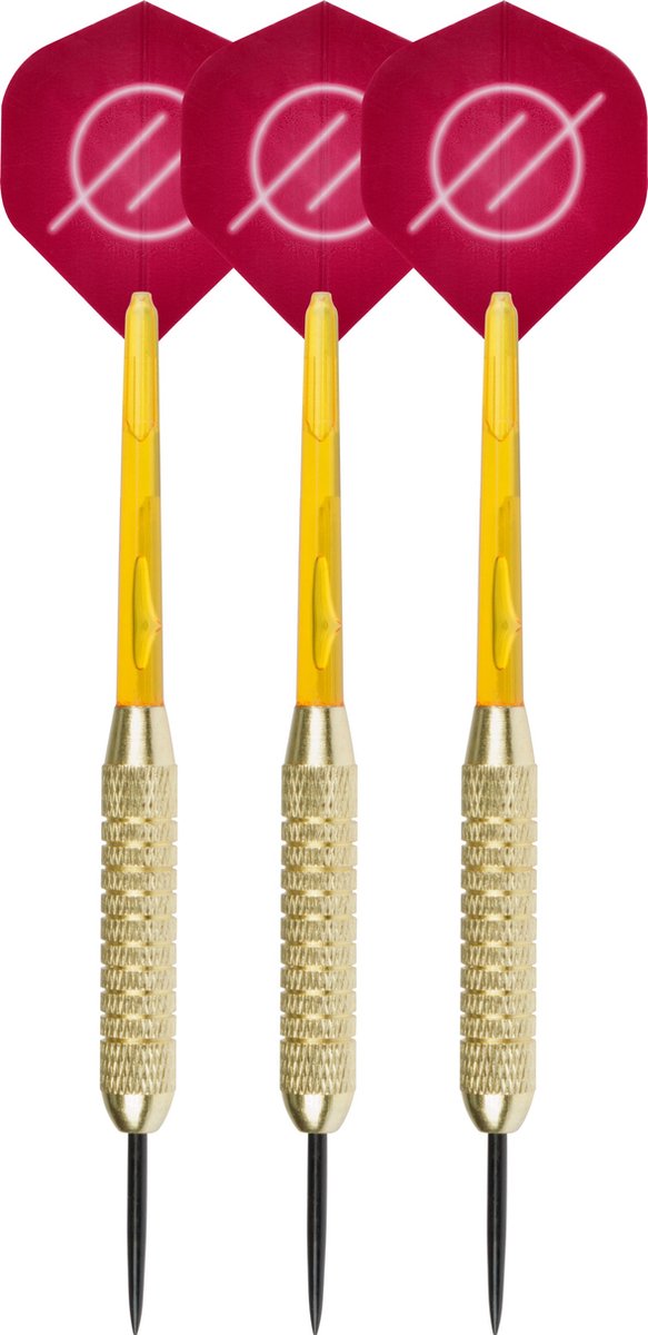Faver dartpijlenset compleet - reserve shafts - brass coated - rood – 22 gram
