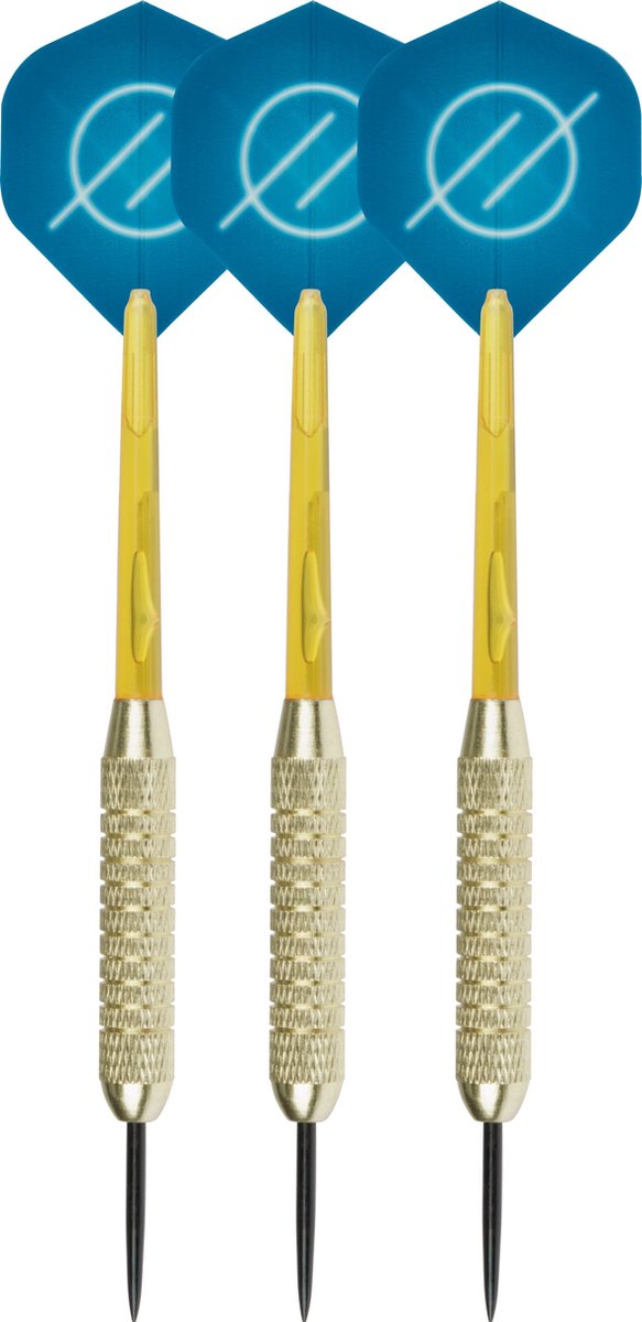 Faver dartpijlenset compleet - reserve shafts - brass coated - blauw - 24 gram