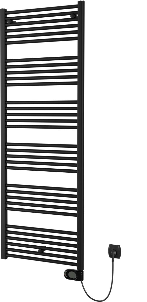 Plieger elba elektrische handdoekradiator – handdoek verwarmer – met klokthermostaat – 170.2 cm x 60 cm – 900 watt – mat zwart