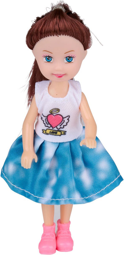 Eddy toys fashion doll mini 5-delig - set van 5 kleine babypopjes voor kinderen - gemaakt van kunststof en textiel - met verschillende kleurrijke outfits - meerkleurig - vanaf 1 jaar