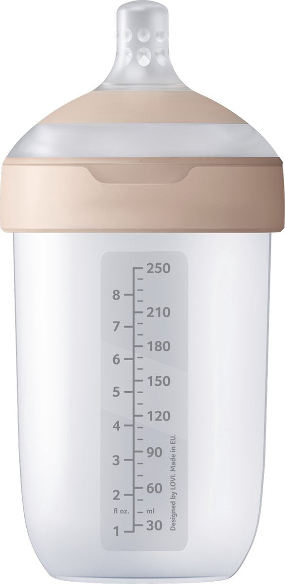 Difrax lovi dynamische mammafeel babyfles - 250 ml - pink - 1 stuk