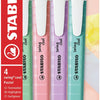 Stabilo swing cool - markeerstift - perfect voor onderweg - pastel - etui met 4 kleuren