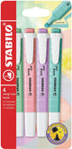 Stabilo swing cool - markeerstift - perfect voor onderweg - pastel - etui met 4 kleuren