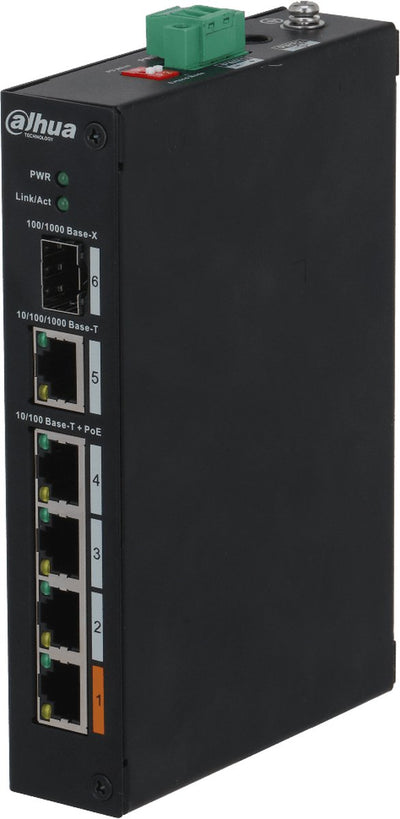 Dahua pfs3106-4et-60-v2 802.3af at power over ethernet switch met 4 poorten