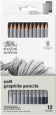 Winsor newton 0490007 professionele grafietpotloden set x12 – zachte schetspotloden tekenpotloden h t m 9b in metalen blik