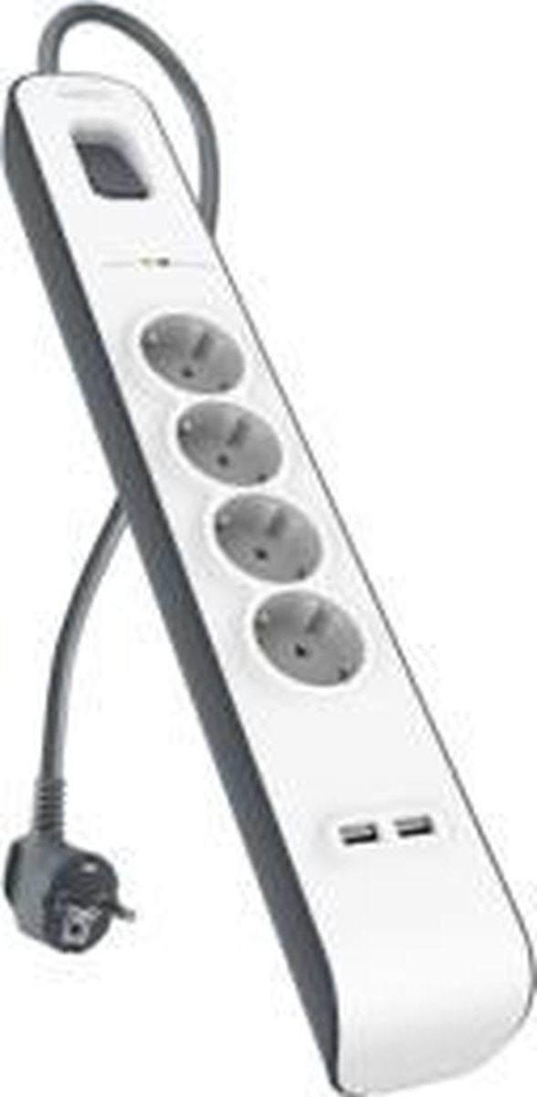 Belkin stekkerdoos met 4 uitgangen en 2 usb poorten 2.4a - overspanningsbeveiliging (franse aansluiting)