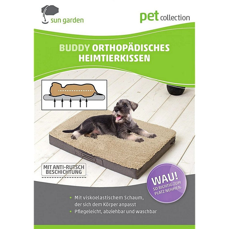Sun garden buddy orthopedisch hondenkussen 120x72x10cm lichtgrijs gemeleerd