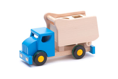 Bajo houten kiepwagen met blokken blauw.