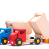 Bajo houten kiepwagen met blokken rood.
