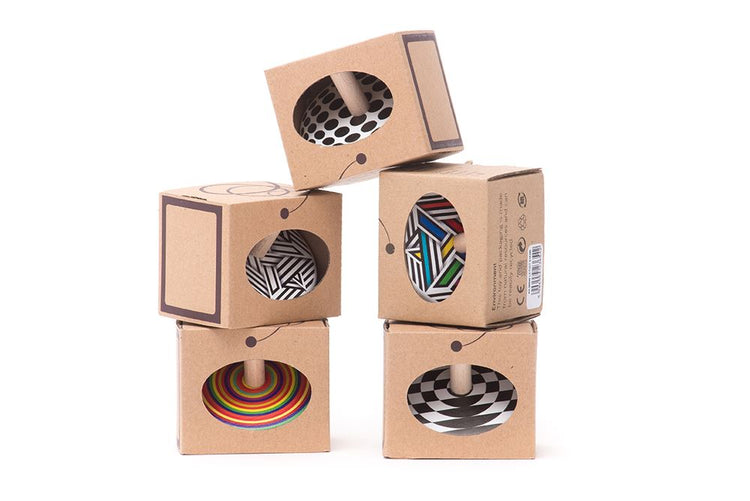 Bajo houten tol mondriaan. 7x7x5,7 cm. 3