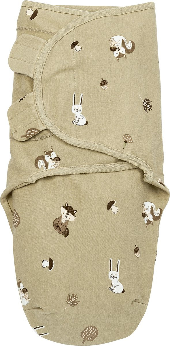 Meyco baby forest animals swaddle inbakerdoek - sand - 0-3 maanden - 1.0 tog
