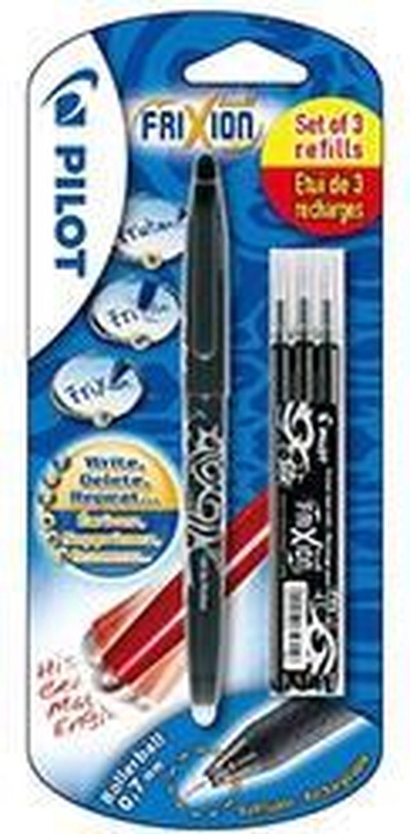 Pilot roller frixion ball zwart + 3 vullingen 0.7