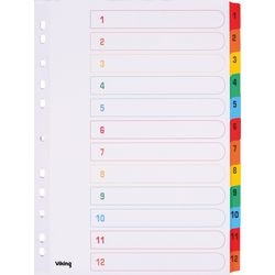 Tabbladen mylar 1-12 od karton a4 190g m2 12-delig assorti
