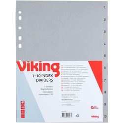 Tabbladen office depot pp a4 120micron grijs 1-10 11 gaten