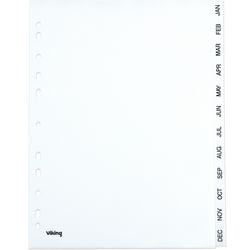 Tabbladen office depot pp a4 120micron wit 11 gaten jan-dec