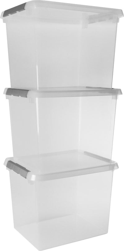 Sunware comfort line opbergbox 52l - set van 3 - 50x40x38 cm - transparant