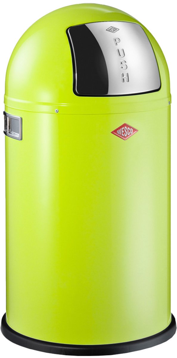Wesco pushboy junior prullenbak | 22 liter | metaal - limoengroen | vuilnisbak - made in germany