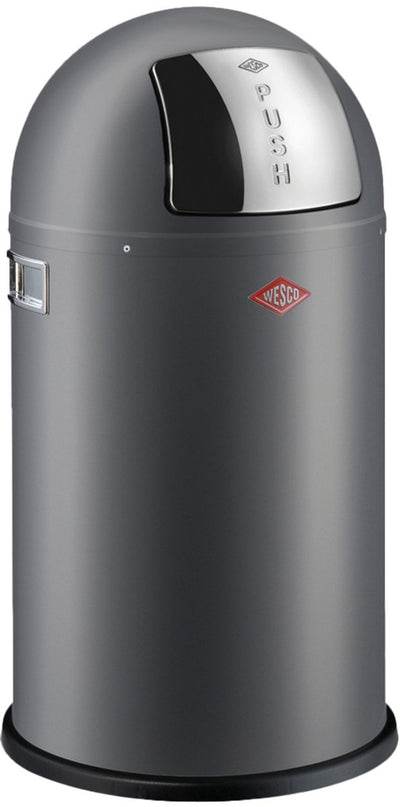 Wesco pushboy junior prullenbak | 22 liter | metaal - mat grafiet | vuilnisbak - made in germany