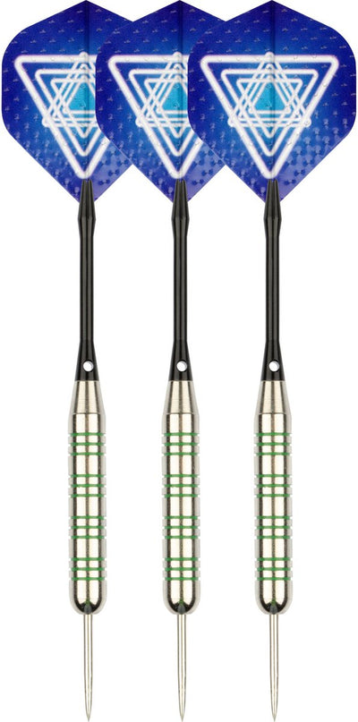 Faver dartpijlenset compleet - reserve shafts - nikkel silver - metalic - blauw - 23 gram