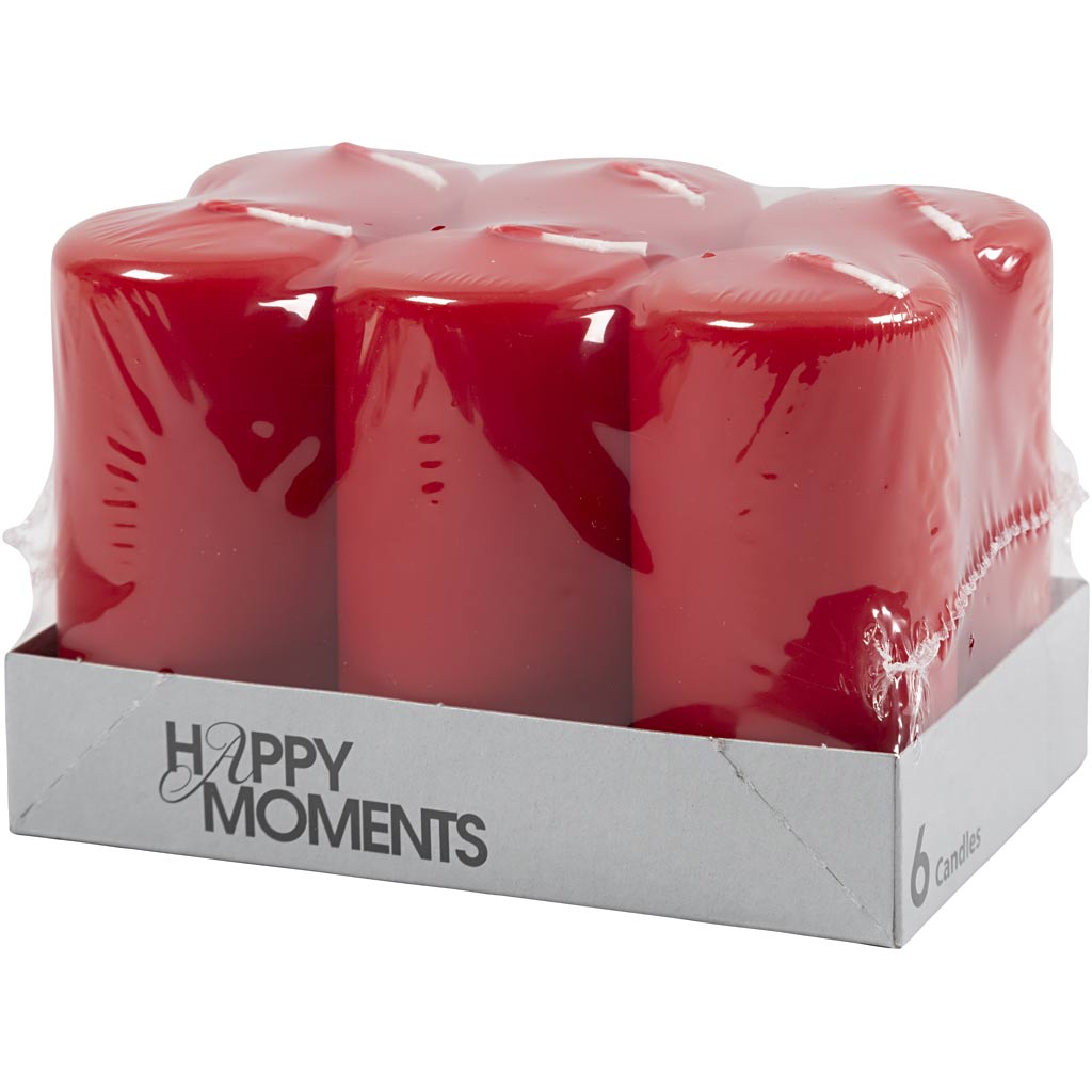 Creativ company http: www.cchobby.nl kaarsen-h-100-mm-d-50-mm-rood-6-stuk-1-doos