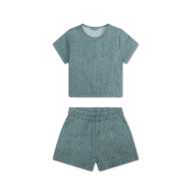 Leopard | groen jongens set strand – muslin