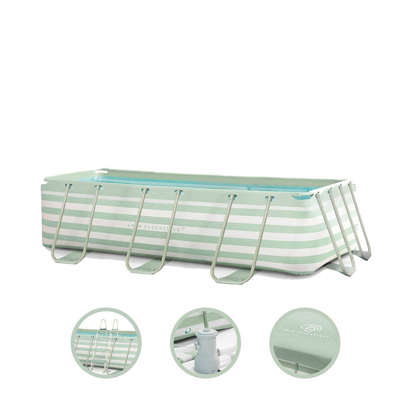 Essence | groen wit opzet zwembad 400x200x100 cm incl. accessoires