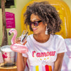 Dreamscape | rosé gouden opblaasbare bekerhouder flamingo