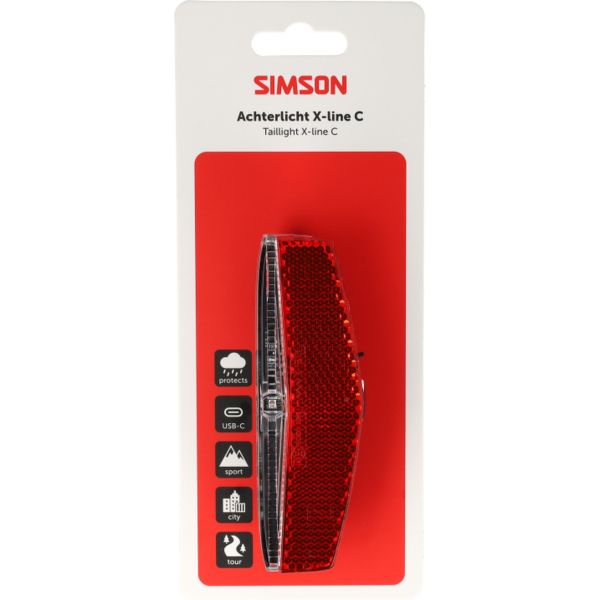 Simson achterlicht aurora x-line c - usb-c oplaadbaar