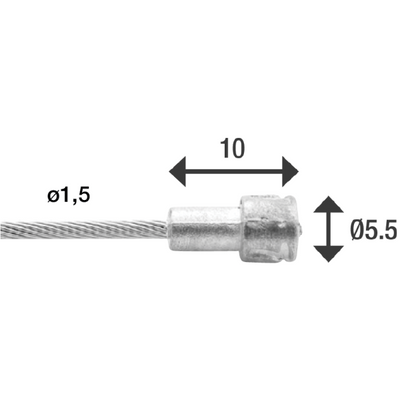 Elvedes rem binnenkabel 2 000 mm 1×19 draads rvs ø1,5mm met v-nippel ø5,5 × 10