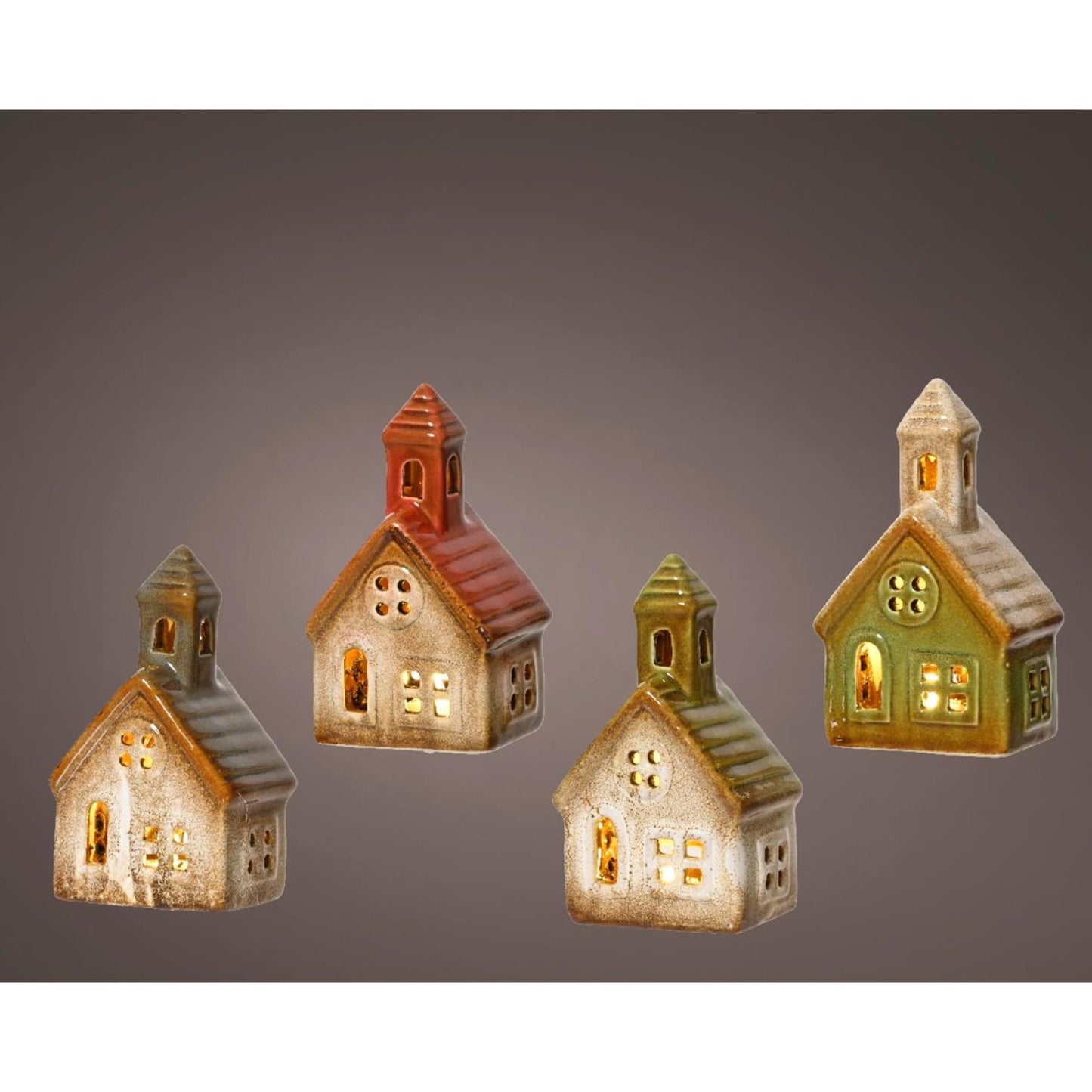 Lumineo huisje keramiek met led 13x7,5x5,5cm